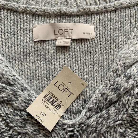 Ann Taylor Loft Grey Ombre Striped Knit V Neck Wool Blend Dress Small Petite - Picture 4 of 4